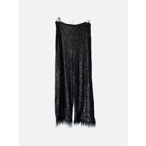 Nanette Nanette Lepore Black Sequin Fringe Hem Pants Medium